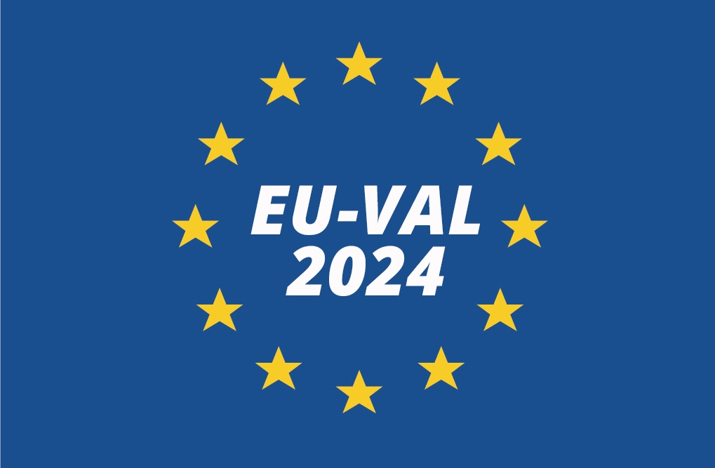 EU flagga med text i mitten EU val 2024