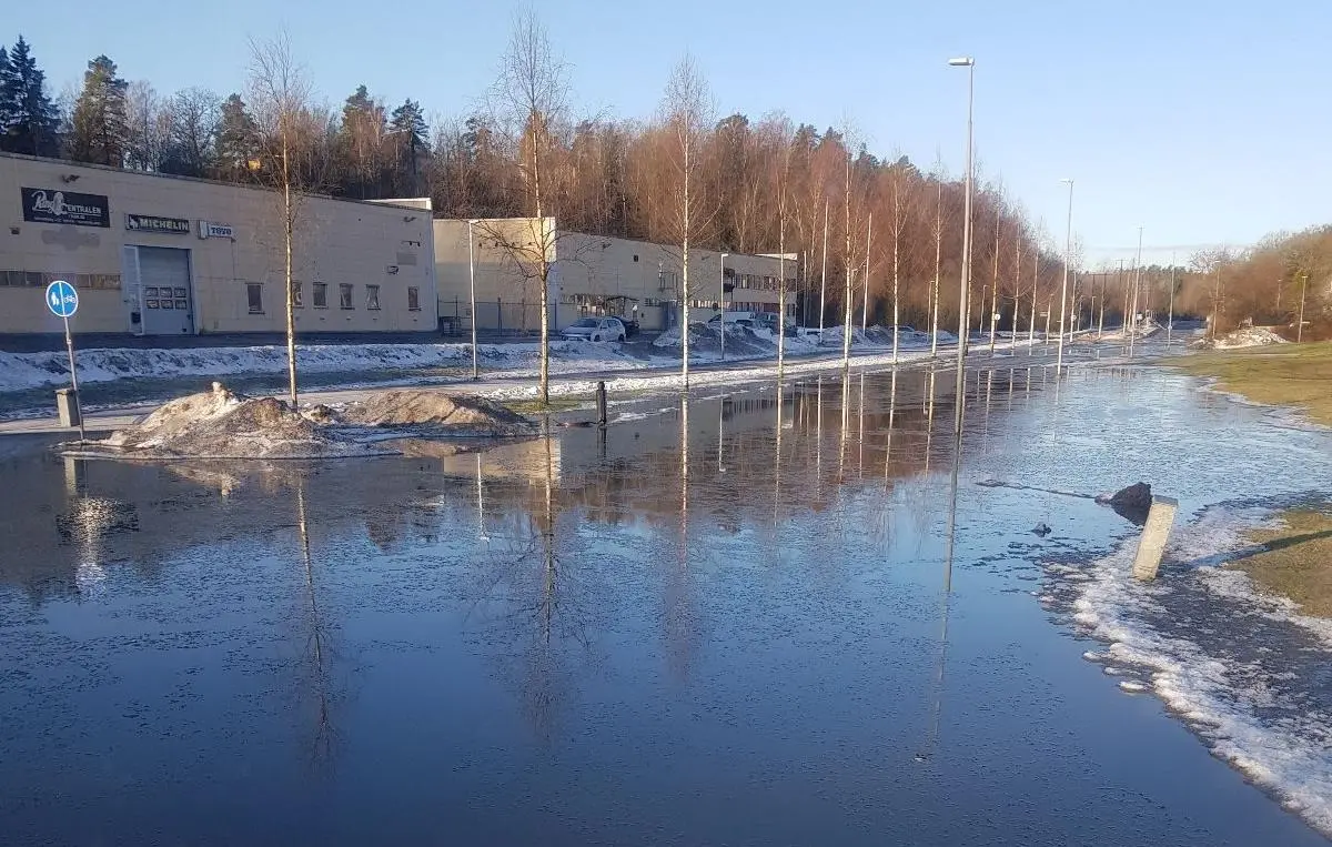 Bild på översvämning vid Bolmängen vintern 2024